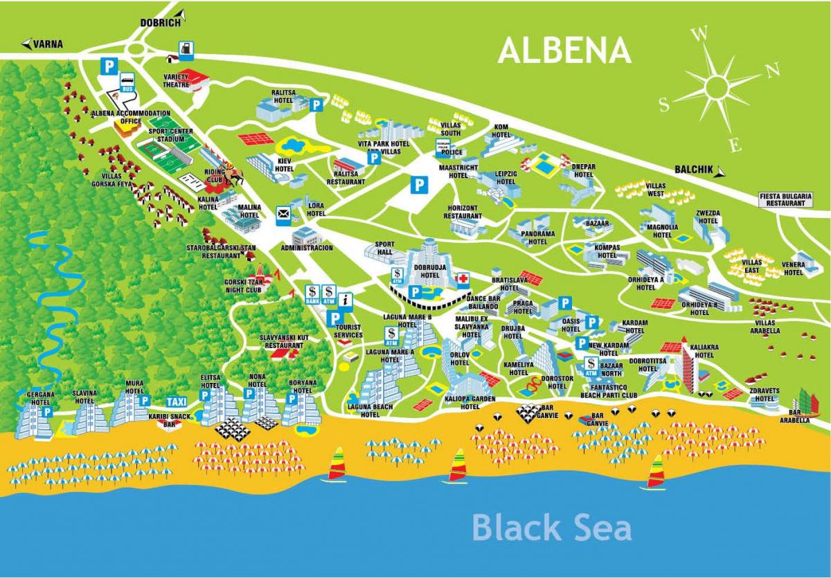mapa albena Bulgaria
