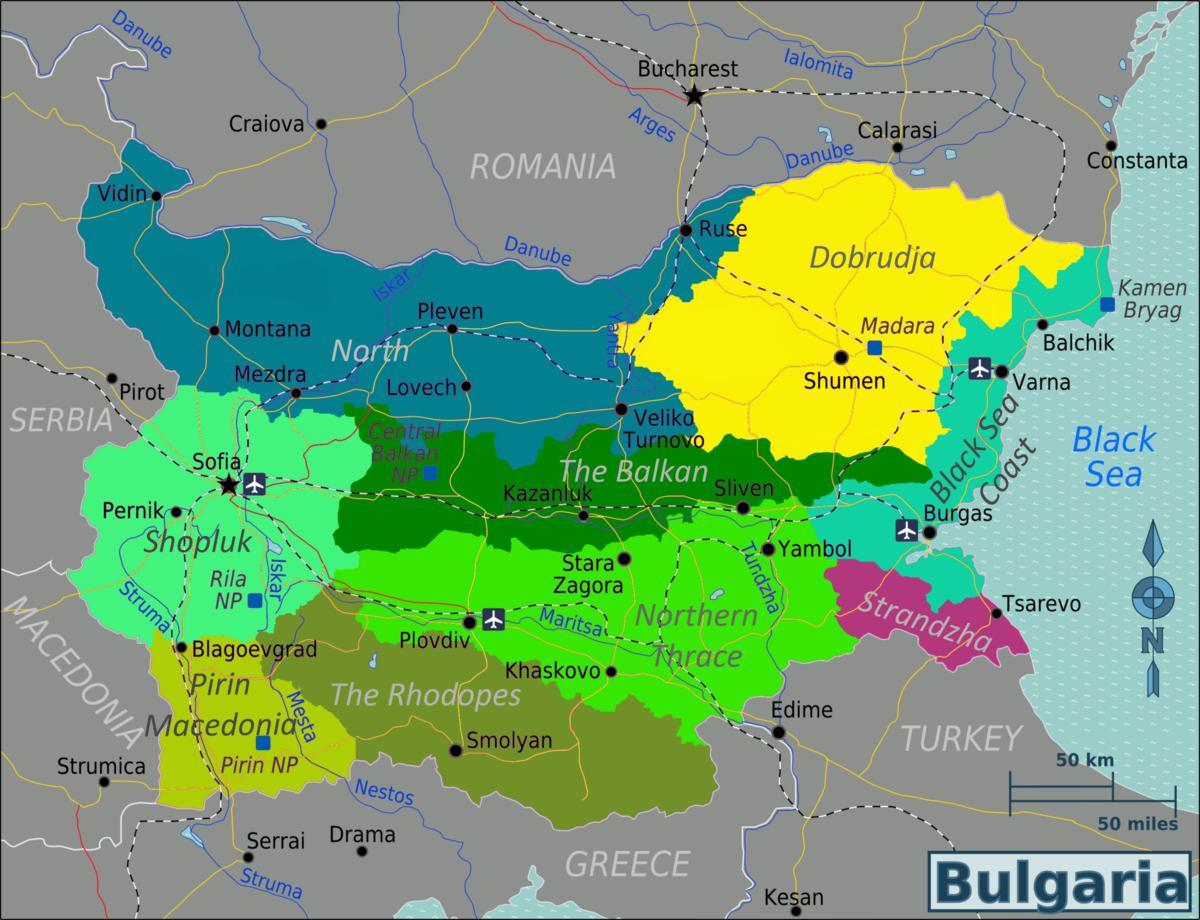 mapa Bulgaria aireportuetan