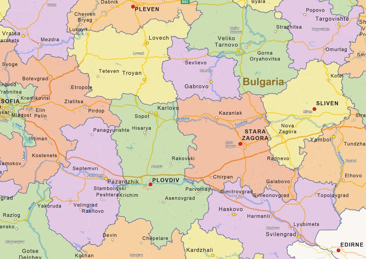 mapa politiko Bulgaria