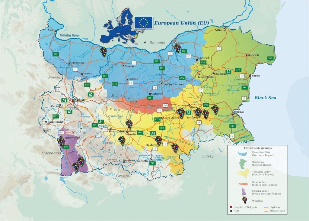 mapa Bulgarian ardoa