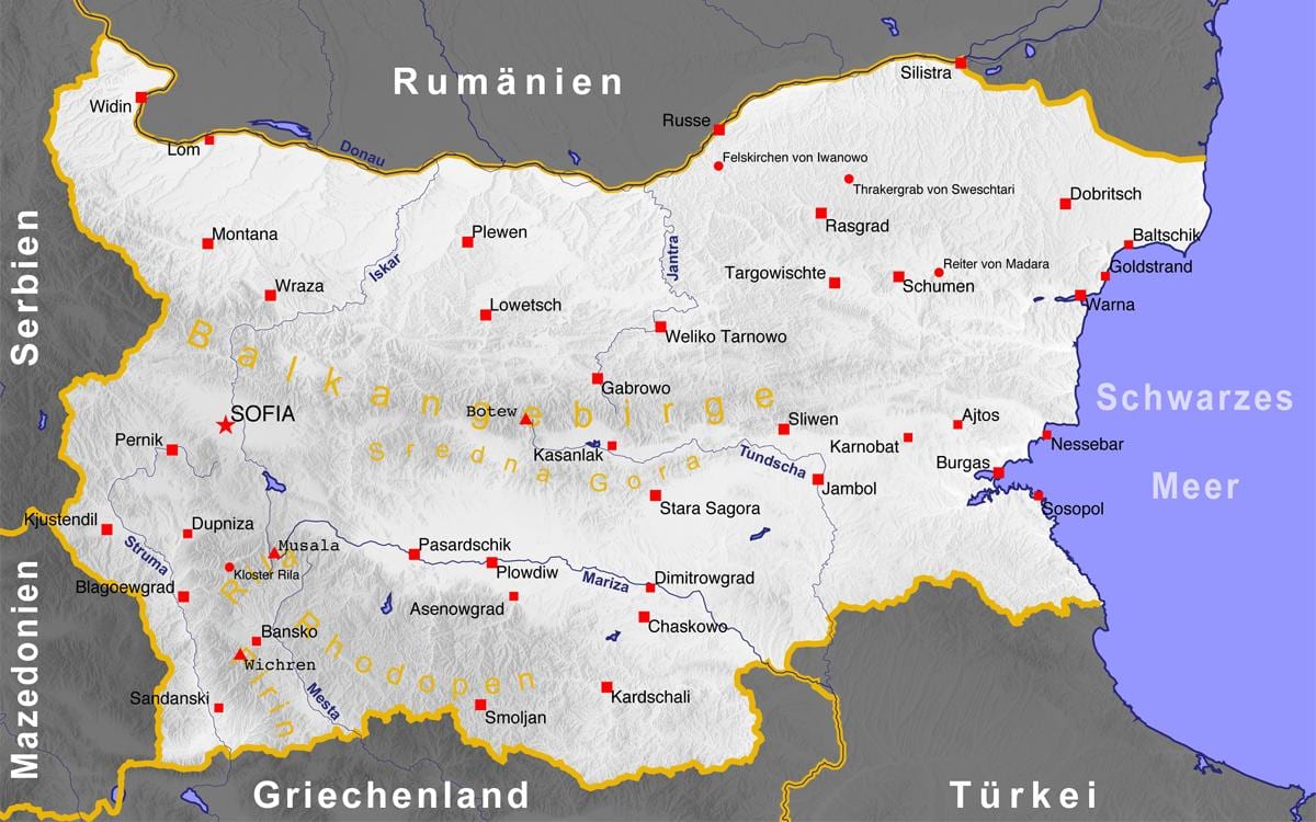 mapa Bulgarian kostaldeko