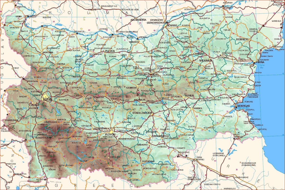 mapa Bulgarian kostaldean
