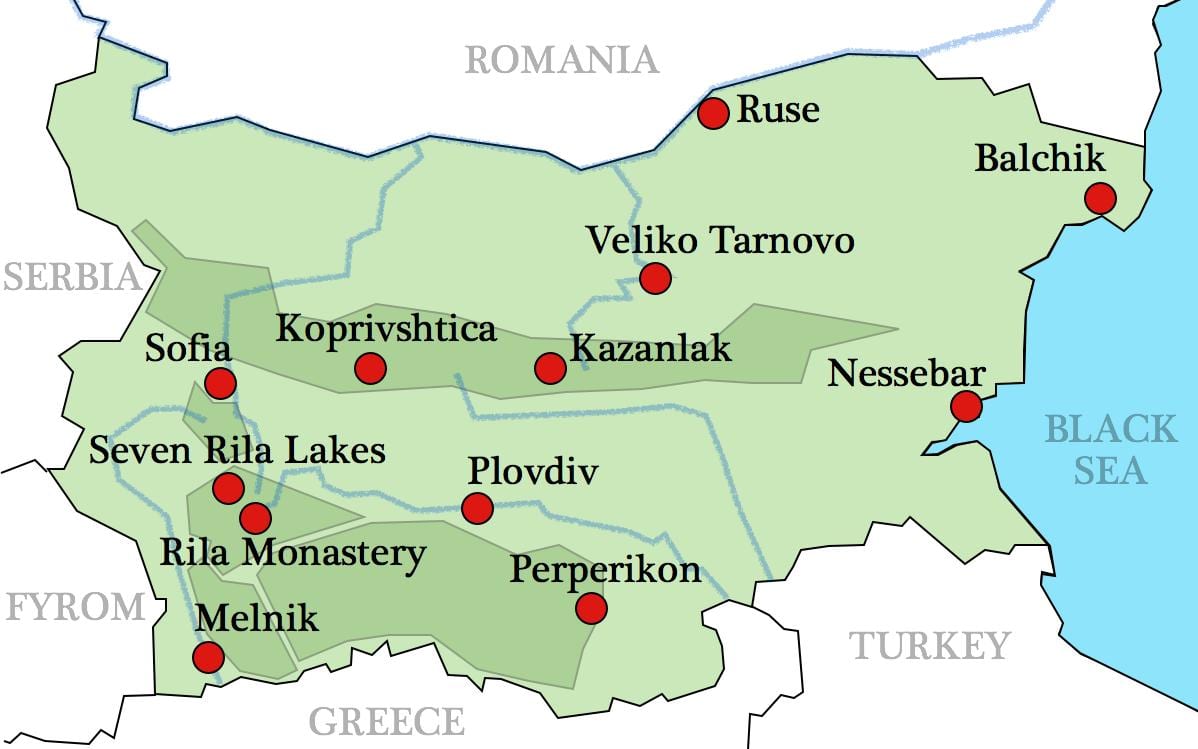 mapa Bulgarian monasterio