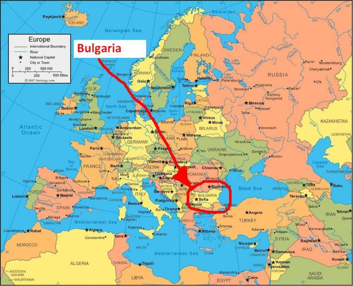 mapa Bulgaria inguruko herrialdeak