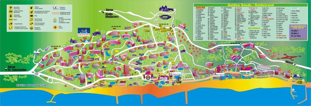 urrezko hondartza Bulgaria mapa