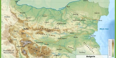 Bulgaria topografikoak mapa