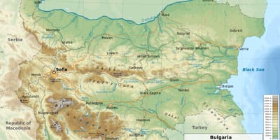 Mapa Bulgariako geografia